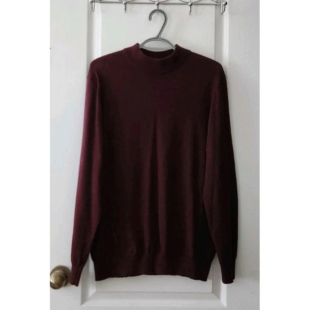 Joseph Abboud Mens Sweater Pullover Merino Wool Blend Long Sleeve Mock Neck Sz L